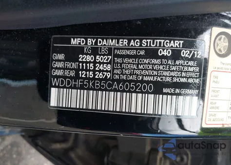 2012 Mercedes-Benz E 350 from USA, damaged, VIN WDDHF5KB5CA605200